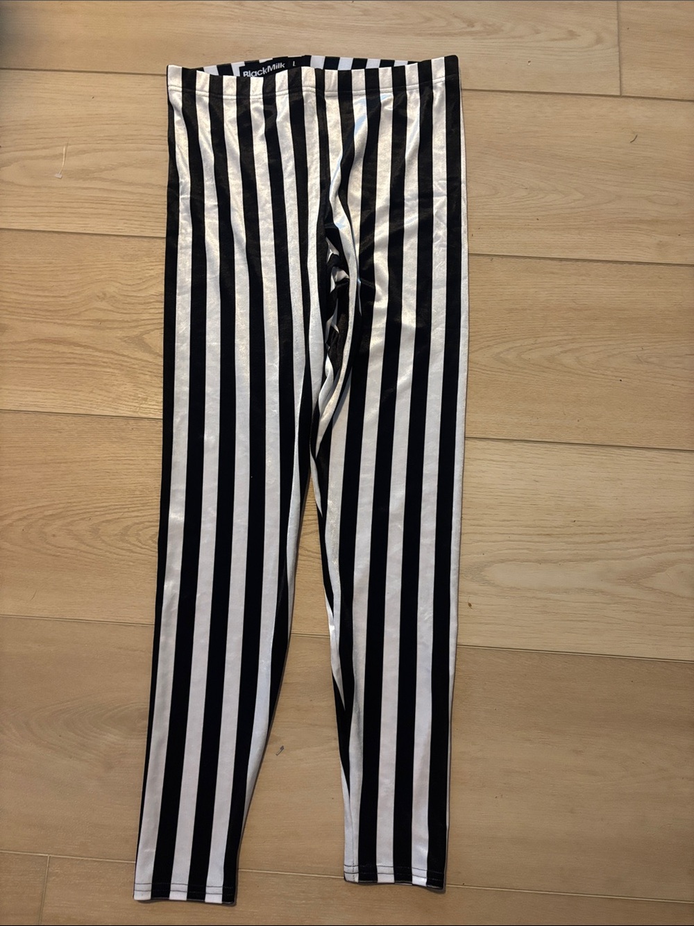 Black Milk Clothing Black and White Vertical Stripe Leggings
